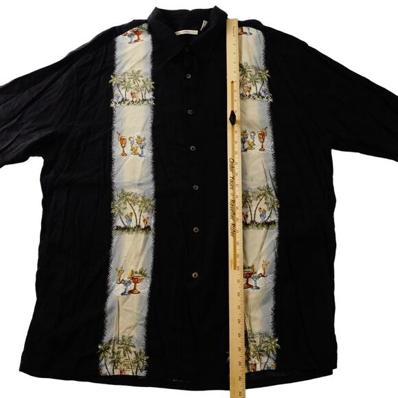 Moda Campia Moda Mens Black Rayon Drinks Palm Tree  Hawaiian Button Shirt XXL - Picture 5 of 8